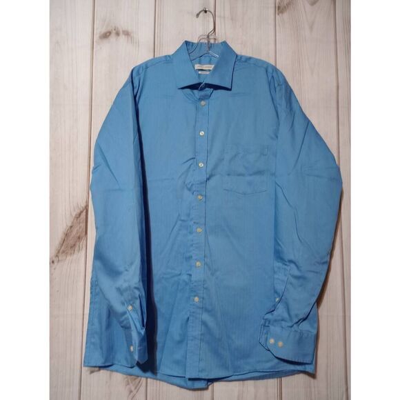 Joseph‎ Abboud Shirt Men's 16.5 36 37 Blue Button Front Long Sleeve - Picture 1 of 8